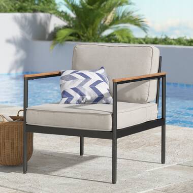 Hampton bay west park black aluminum outdoor online patio lounge chair with standard white cushions